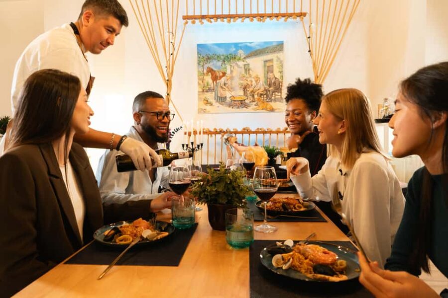 Madrid: Paella and Sangria Workshop with Tapas - The meal you eat: omelet, ham toast with tomato, tapas, and Spanish shots